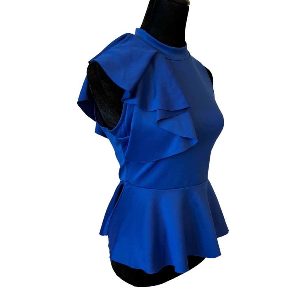 Side Ruffle Stretch Peplum Top - Picture 7 of 16